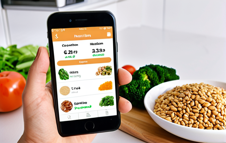 **Prompt:** An eye-level, clean studio shot of a smartphone displaying a personalized nutrition plan generated by a food tech app. The screen shows calorie goals, macronutrient breakdowns (protein, carbs, fat), and suggested healthy meal options. In the background, subtly place healthy ingredients like fresh vegetables, lean protein sources, and whole grains to reinforce the concept of healthy eating. The overall tone is modern, clean, and encouraging.