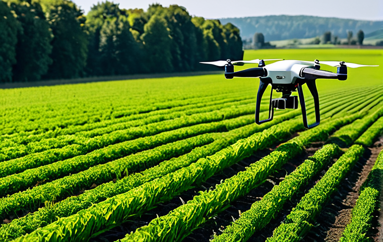 푸드테크와 글로벌 식품 시장의 미래 - **

"A modern agricultural scene featuring drone technology over a lush green field, sensors monitor...