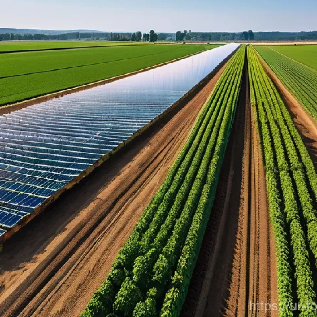 푸드테크의 가치 사슬 분석 - **Prompt 1: Futuristic Precision Agriculture**
    "A vibrant, technologically advanced farm at sunr...