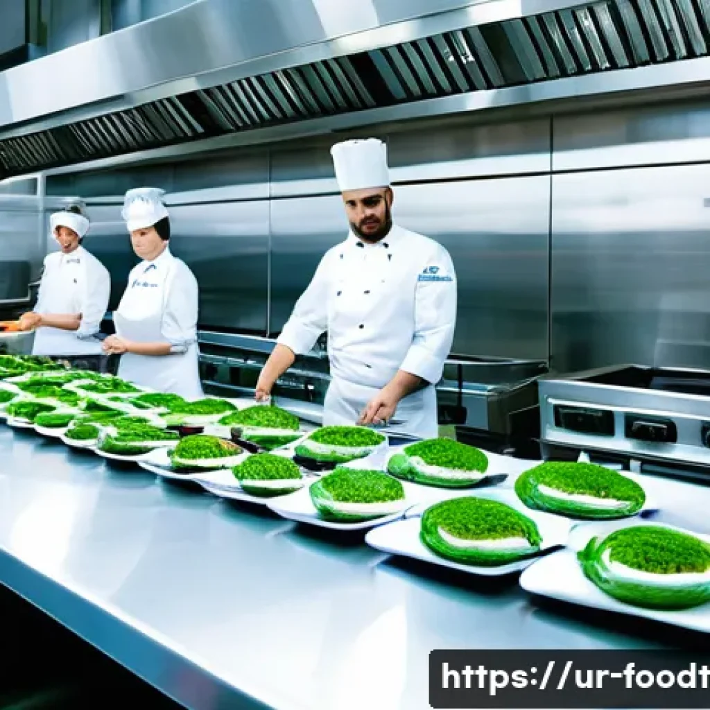 푸드테크 기술 도입 시 예상 비용 분석 - **Prompt:** "A brightly lit, hyper-modern restaurant kitchen, bustling with activity. State-of-the-a...