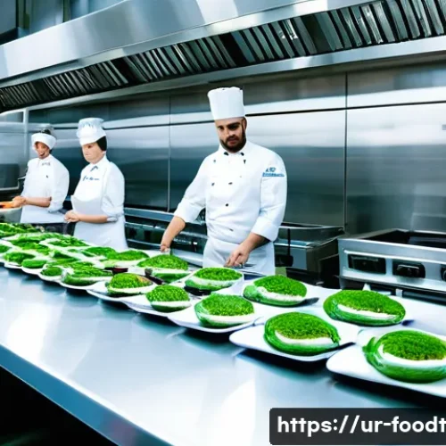 푸드테크 기술 도입 시 예상 비용 분석 - **Prompt:** "A brightly lit, hyper-modern restaurant kitchen, bustling with activity. State-of-the-a...