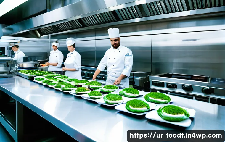 푸드테크 기술 도입 시 예상 비용 분석 - **Prompt:** "A brightly lit, hyper-modern restaurant kitchen, bustling with activity. State-of-the-a...