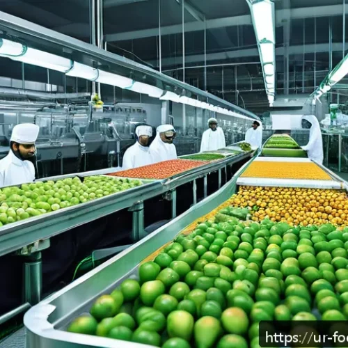 Home 32 푸드테크와 글로벌 식품 안전 기준 - A modern food processing plant in Pakistan, showcasing advanced robotics and automation systems care...