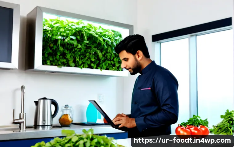 Home 17 푸드테크의 최신 트렌드 분석 - Photorealistic modern Pakistani food-tech kitchen in Karachi, a Pakistani chef in modest professiona...